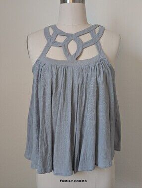 Dusty Blue Strappy Halter Women’s Top